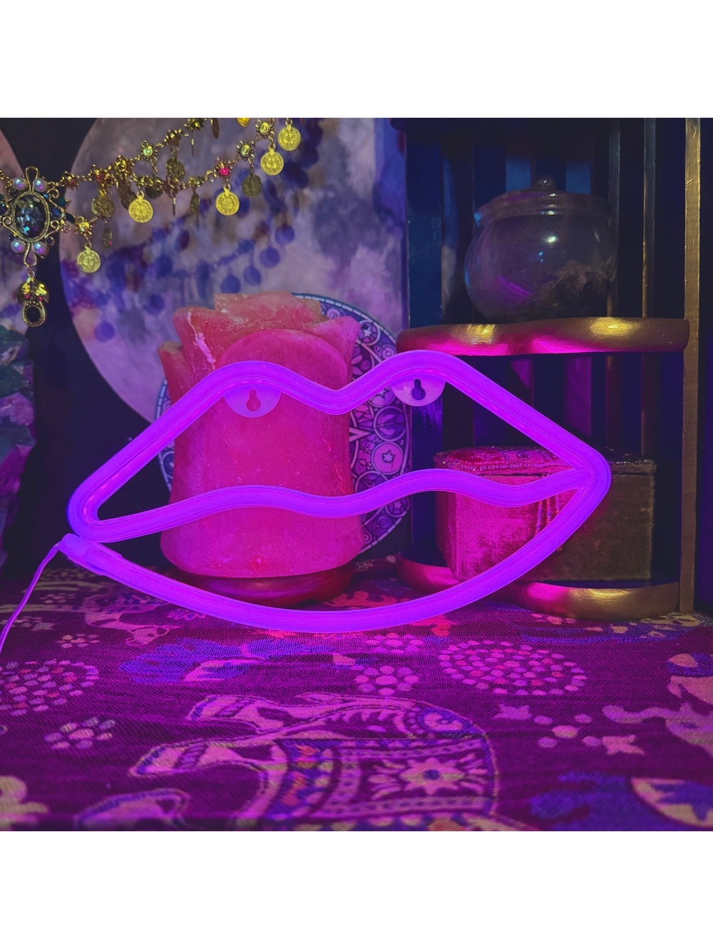 Pink Neon Light Sign Lips Kisses LED Light